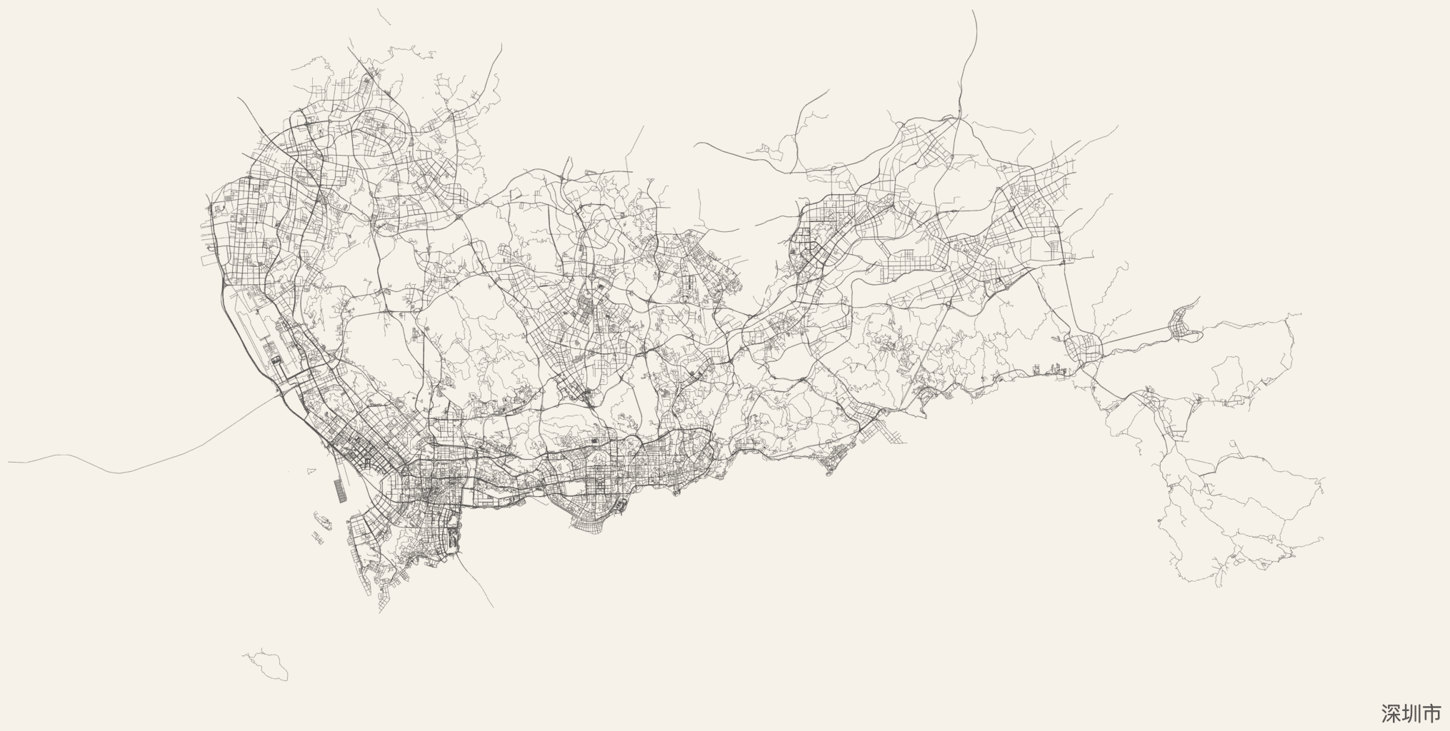 Shenzhen Black and White Street Map