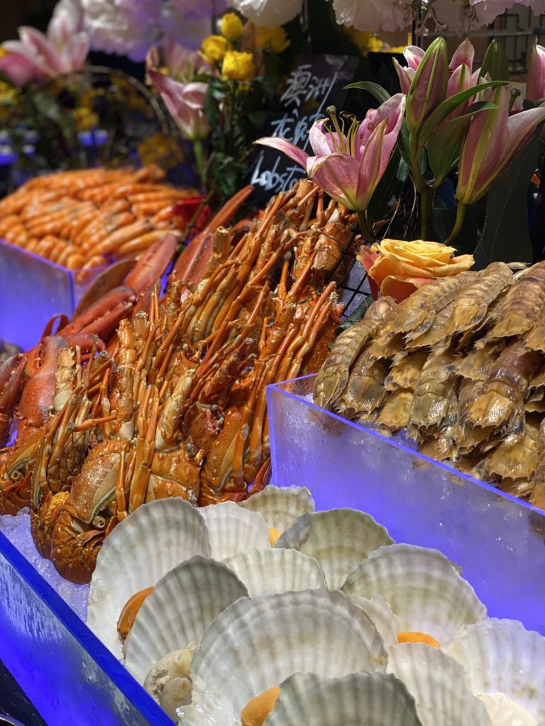 The seafood station has many options to choose from. Enjoy items from all over the world.